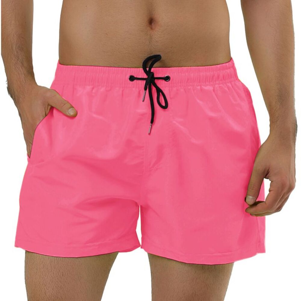Swim Shorts Summer Drawstring Waist Color Mesh Lining Swimming Board Shorts